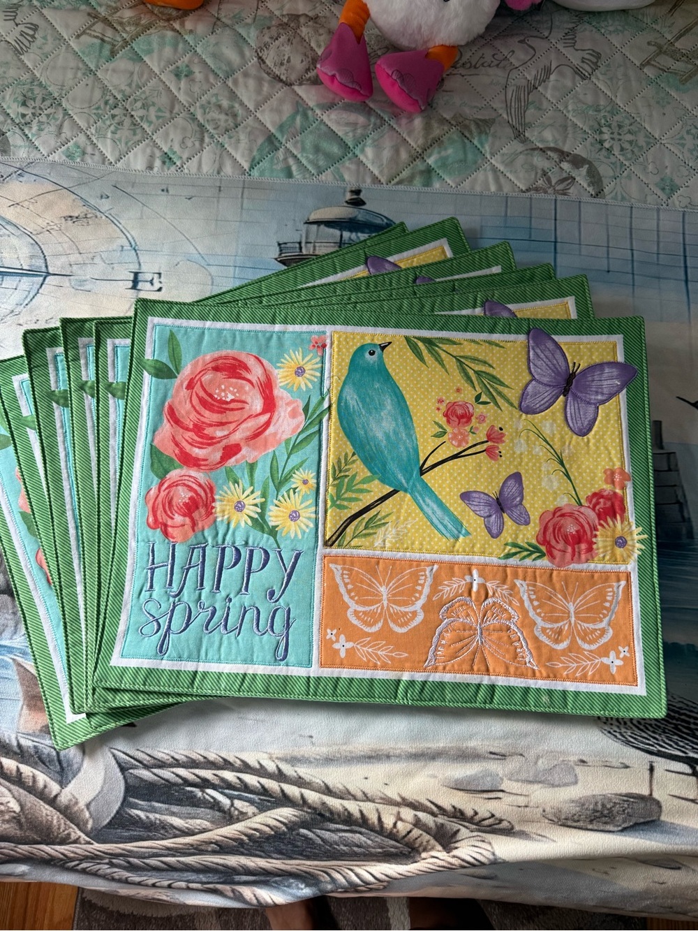 Set of 6-Happy Spring Floral Bird Placemats